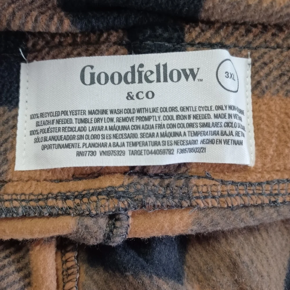 GOODFELLOW & CO Mens Tan NWT Sleepwear Plaid Buffalo Check Winter 3X Sweatpants - Picture 5 of 11